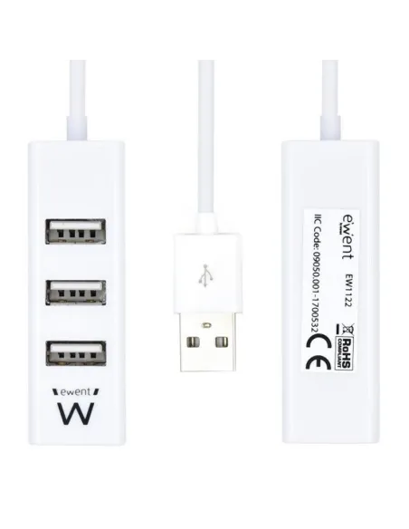 Ewent EW1122 USB-A a USB-A 4 Puertos Blanco