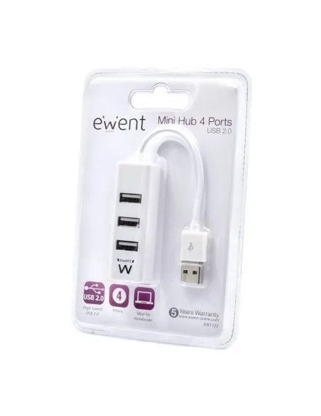 Ewent EW1122 USB-A a USB-A 4 Puertos Blanco