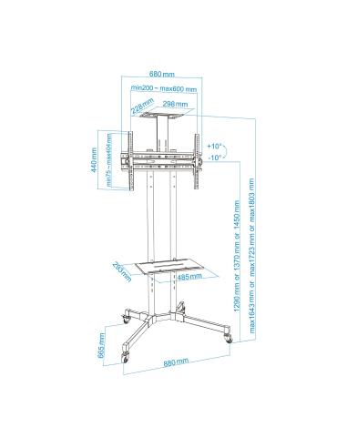 TooQ FS1470M-B Soporte de Suelo Con Ruedas Monitor/TV 37 - 70" Máx. 50Kg
