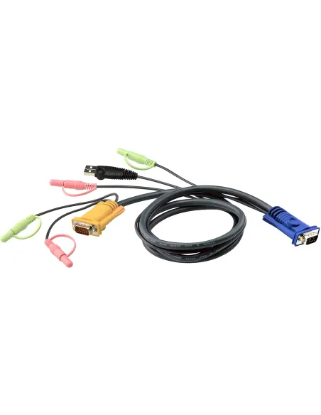 Aten 2L-5303U Cable VGA + USB-A + Mini Jack 3M Negro