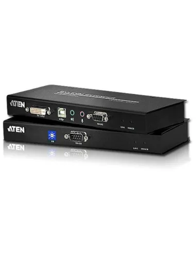 Aten CE600-AT-G Extensor KVM Cat.5 6 Puertos DVI/USB/RJ-45 Negro