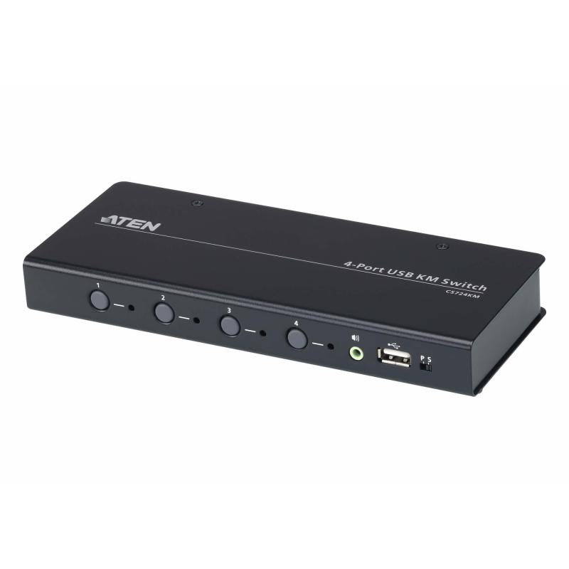 Aten CS724KM-AT KVM Switch 4 puertos USB-B/Mini Jack/RJ45/USB-A Negro