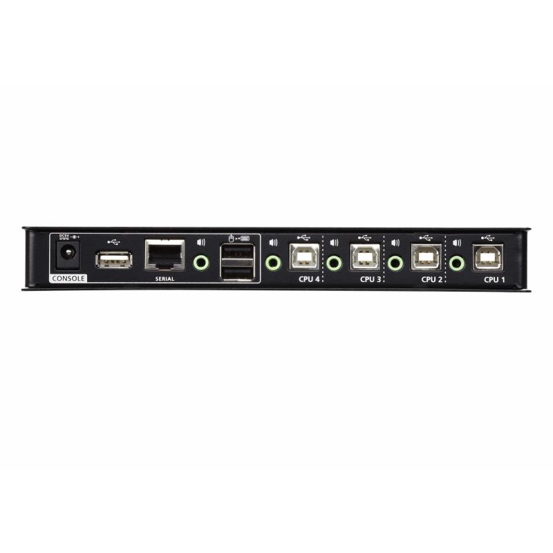 Aten CS724KM-AT KVM Switch 4 puertos USB-B/Mini Jack/RJ45/USB-A Negro