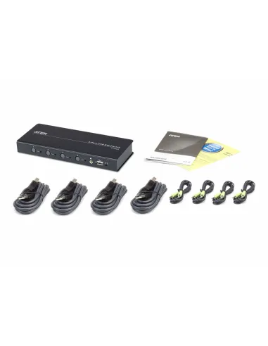 Aten CS724KM-AT KVM Switch 4 puertos USB-B/Mini Jack/RJ45/USB-A Negro