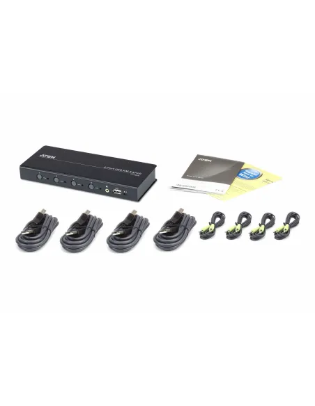 Aten CS724KM-AT KVM Switch 4 puertos USB-B/Mini Jack/RJ45/USB-A Negro