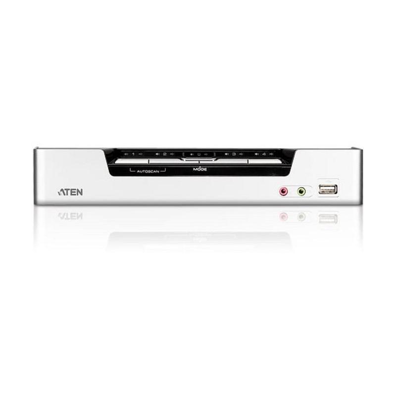 Aten CS1794-AT-G KVM Switch 4 puertos HDMI/USB-B/Mini Jack/USB-A Plata