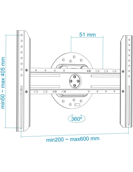 TooQ LP3770F-R Soporte de Pared Rotación 360° para Monitor/TV 37"-70" Máx. 50Kg Negro