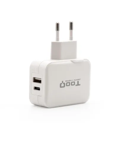 TooQ TQWC-2SC02WT Cargador de Pared Universal USB-A/USB-C 27W Blanco