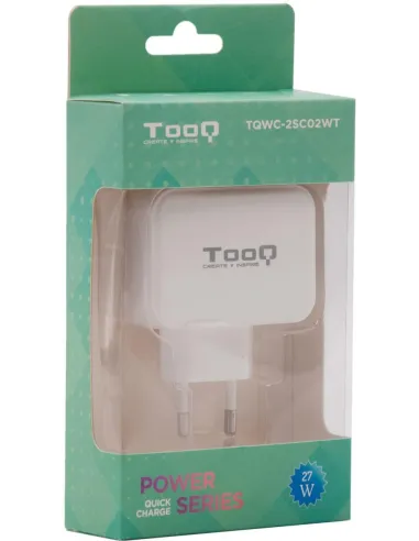 TooQ TQWC-2SC02WT Cargador de Pared Universal USB-A/USB-C 27W Blanco