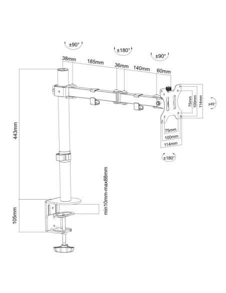 Ewent EW1510 Soporte para Monitor 32" VESA 100x100 Máx 8Kg