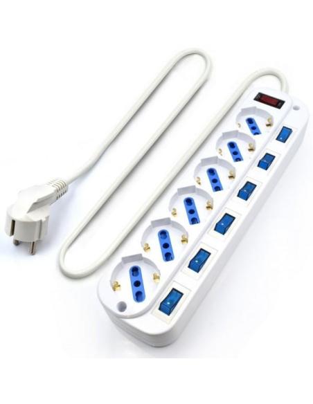 Ewent EW3932-3M Regleta de 6 Tomas 3500W con Interruptor 3M Blanca