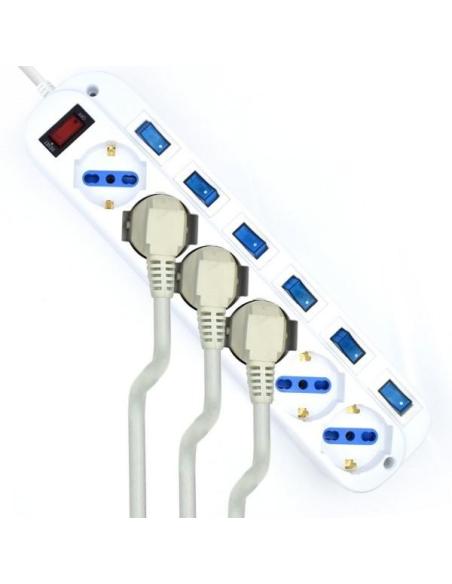 Ewent EW3932-3M Regleta de 6 Tomas 3500W con Interruptor 3M Blanca