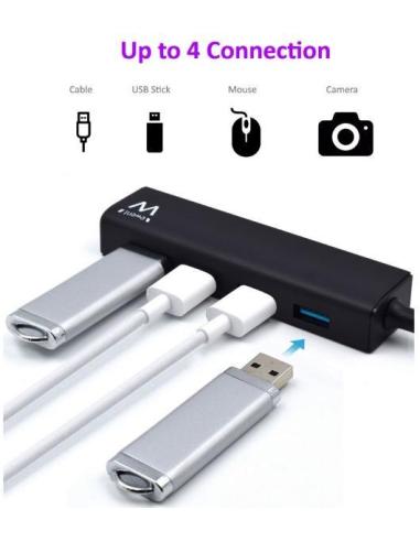 Ewent EW1136 HUB USB-A 3.0 a UBS-A 3.0 4 puertos 15 cm Negro