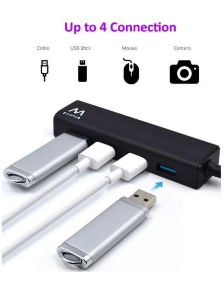Ewent EW1136 HUB USB-A 3.0 a UBS-A 3.0 4 puertos 15 cm Negro
