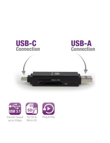 Ewent EW1075 Lector de Tarjetas USB 3.0 Tipo C
