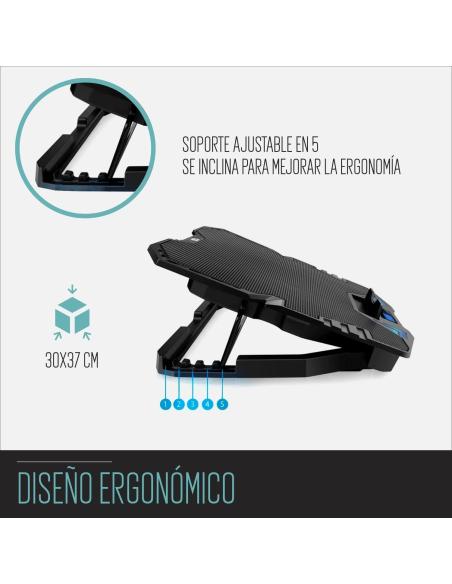 Ewent EW1259 Base Refrigeradora para Portátil hasta 17" Negro