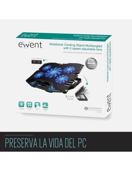 Ewent EW1259 Base Refrigeradora para Portátil hasta 17" Negro