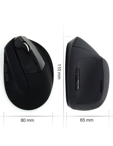 Ewent EW3158 Ratón Ergonómico Inalámbrico 1600 DPI Negro