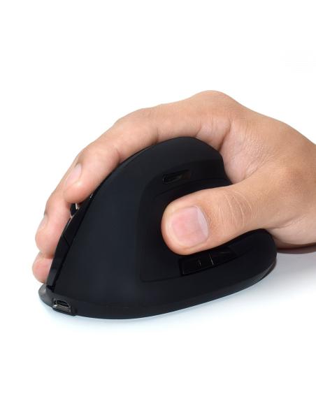 Ewent EW3158 Ratón Ergonómico Inalámbrico 1600 DPI Negro