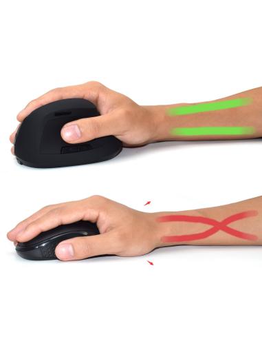 Ewent EW3158 Ratón Ergonómico Inalámbrico 1600 DPI Negro