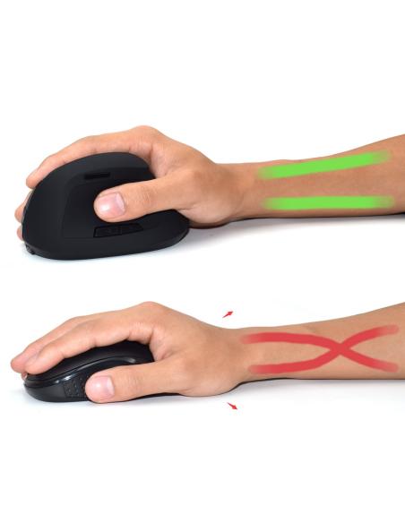 Ewent EW3158 Ratón Ergonómico Inalámbrico 1600 DPI Negro