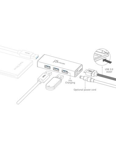 j5create JUH340-N Mini HUB USB 3.0 de 4 puertos