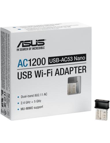 Asus USB-AC53 Nano Adaptador USB AC1200 Wifi 5 Doble Banda Negro