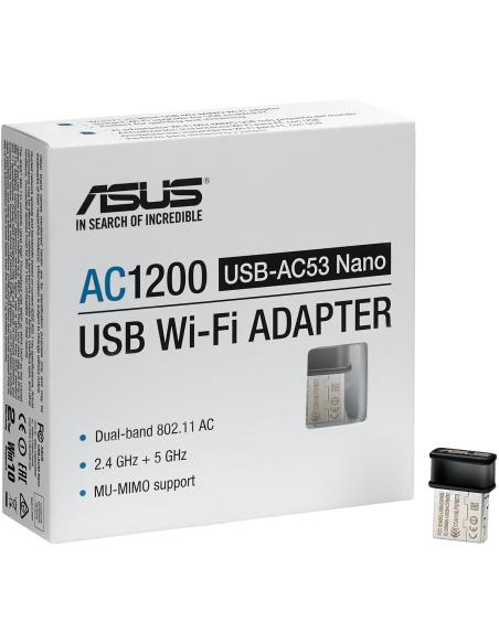 Asus USB-AC53 Nano Adaptador USB AC1200 Wifi 5 Doble Banda Negro