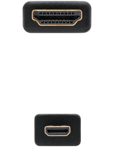 Nanocable 10.15.3501 Cable Micro HDMI a HDMI Alta Velocidad Macho/Macho 0.8m Negro