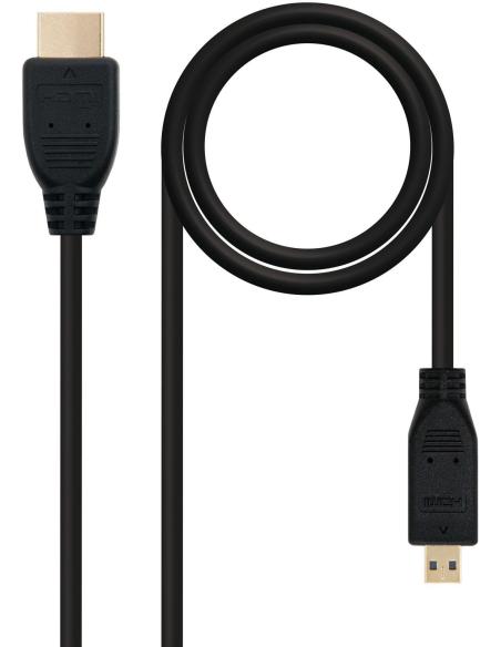 Nanocable 10.15.3501 Cable Micro HDMI a HDMI Alta Velocidad Macho/Macho 0.8m Negro
