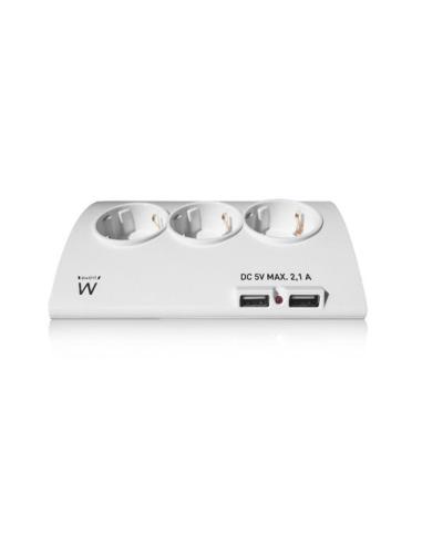 Ewent Regleta 3x Schuko 2xUSB Blanca