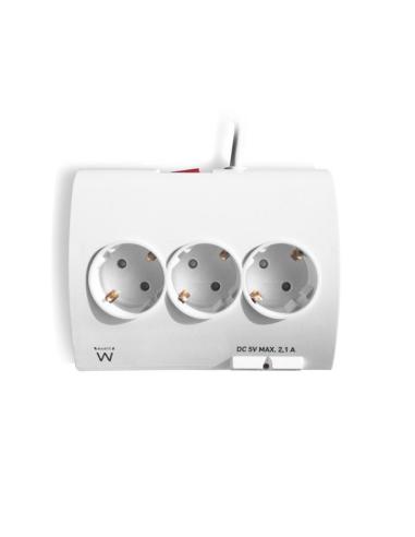 Ewent Regleta 3x Schuko 2xUSB Blanca