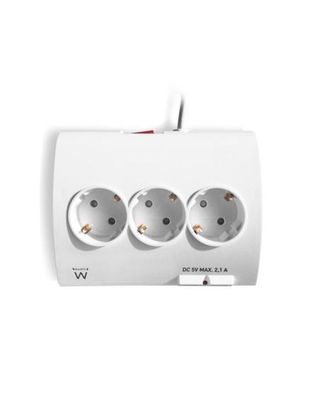 Ewent Regleta 3x Schuko 2xUSB Blanca