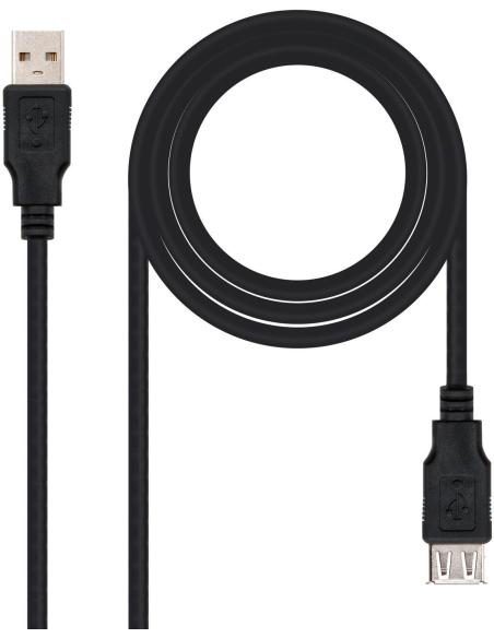 Nanocable 10.01.0203-BK Cable USB-A 2.0 Macho/Hembra 1.8m Negro