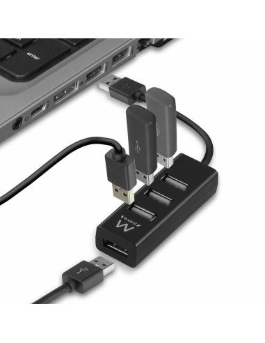 Ewent EW1123 HUB USB-A a USB-A 4 Puertos 12 cm Negro