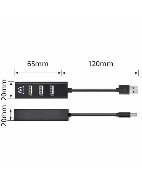Ewent EW1123 HUB USB-A a USB-A 4 Puertos 12 cm Negro