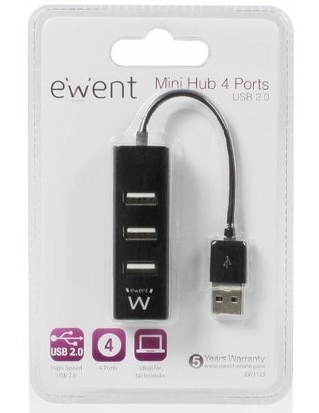 Ewent EW1123 HUB USB-A a USB-A 4 Puertos 12 cm Negro