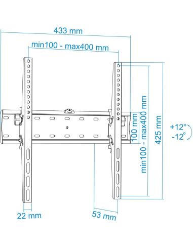 TooQ LP4255T-B Soporte de Pared Inclinable para Monitor/TV 32"-55" Máx. 40Kg Negro