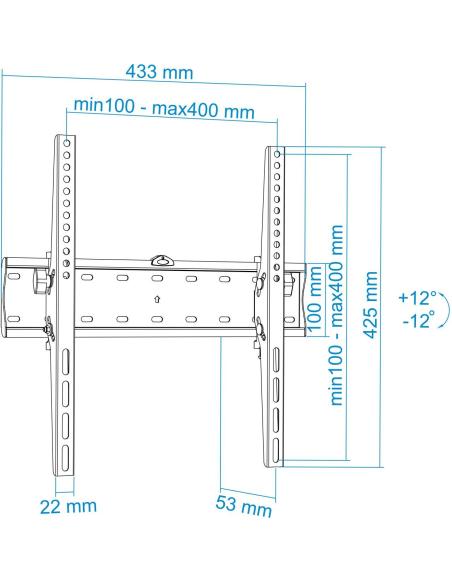 TooQ LP4255T-B Soporte de Pared Inclinable para Monitor/TV 32"-55" Máx. 40Kg Negro