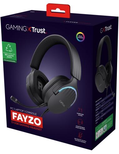 Trust GXT 490 FAYZO Auriculares Gaming 7.1 USB Negros