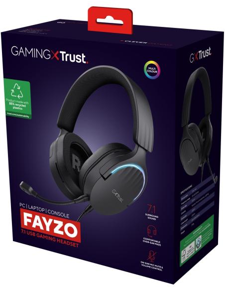 Trust GXT 490 FAYZO Auriculares Gaming 7.1 USB Negros
