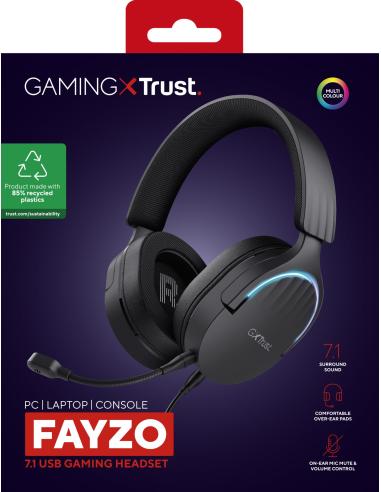 Trust GXT 490 FAYZO Auriculares Gaming 7.1 USB Negros