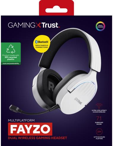 Trust GXT 491W FAYZO Auriculares Gaming Inalámbricos USB-C Blancos
