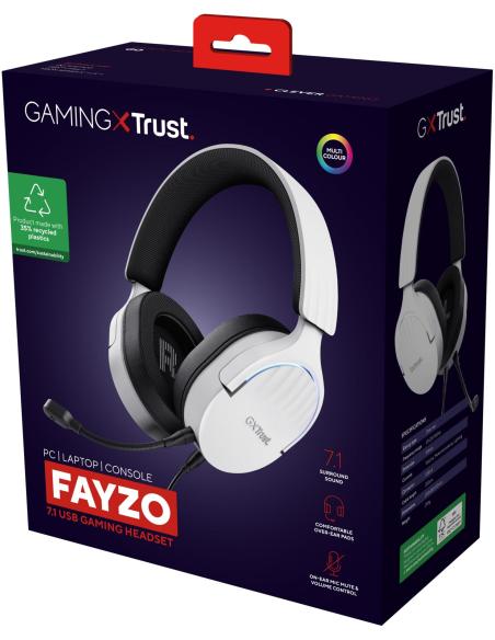 Trust GXT 490 FAYZO Auriculares Gaming 7.1 USB Blancos