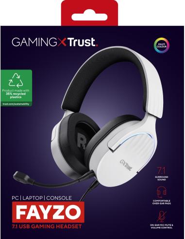 Trust GXT 490 FAYZO Auriculares Gaming 7.1 USB Blancos