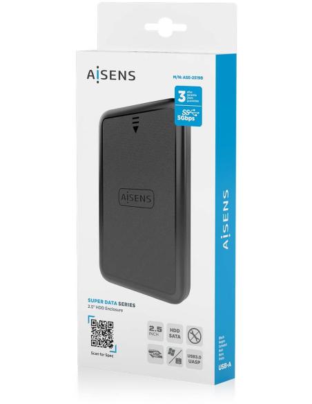 Aisens ASE-2519B Caja Externa 2.5" SATA3 USB 3.2 Negra