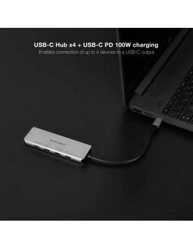 Nanocable 10.16.4505 Hub USB-C a 4 Puertos USB-C Gris