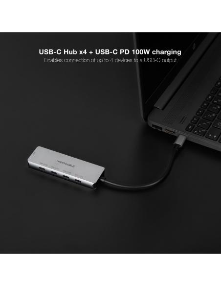 Nanocable 10.16.4505 Hub USB-C a 4 Puertos USB-C Gris