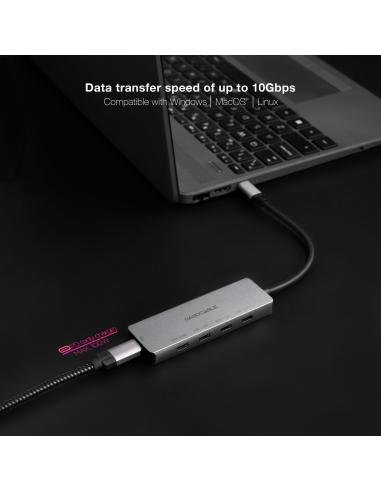 Nanocable 10.16.4505 Hub USB-C a 4 Puertos USB-C Gris