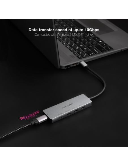 Nanocable 10.16.4505 Hub USB-C a 4 Puertos USB-C Gris